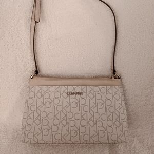 Calvin Klein Logo Pink and White Crossbody Bag